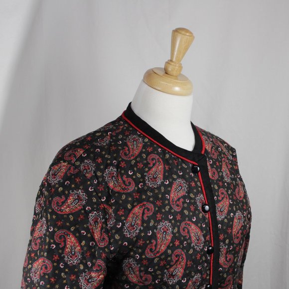 Vintage Y2K Boxy Quilted Paisley Blazer Jacket Sz M - Picture 4 of 10